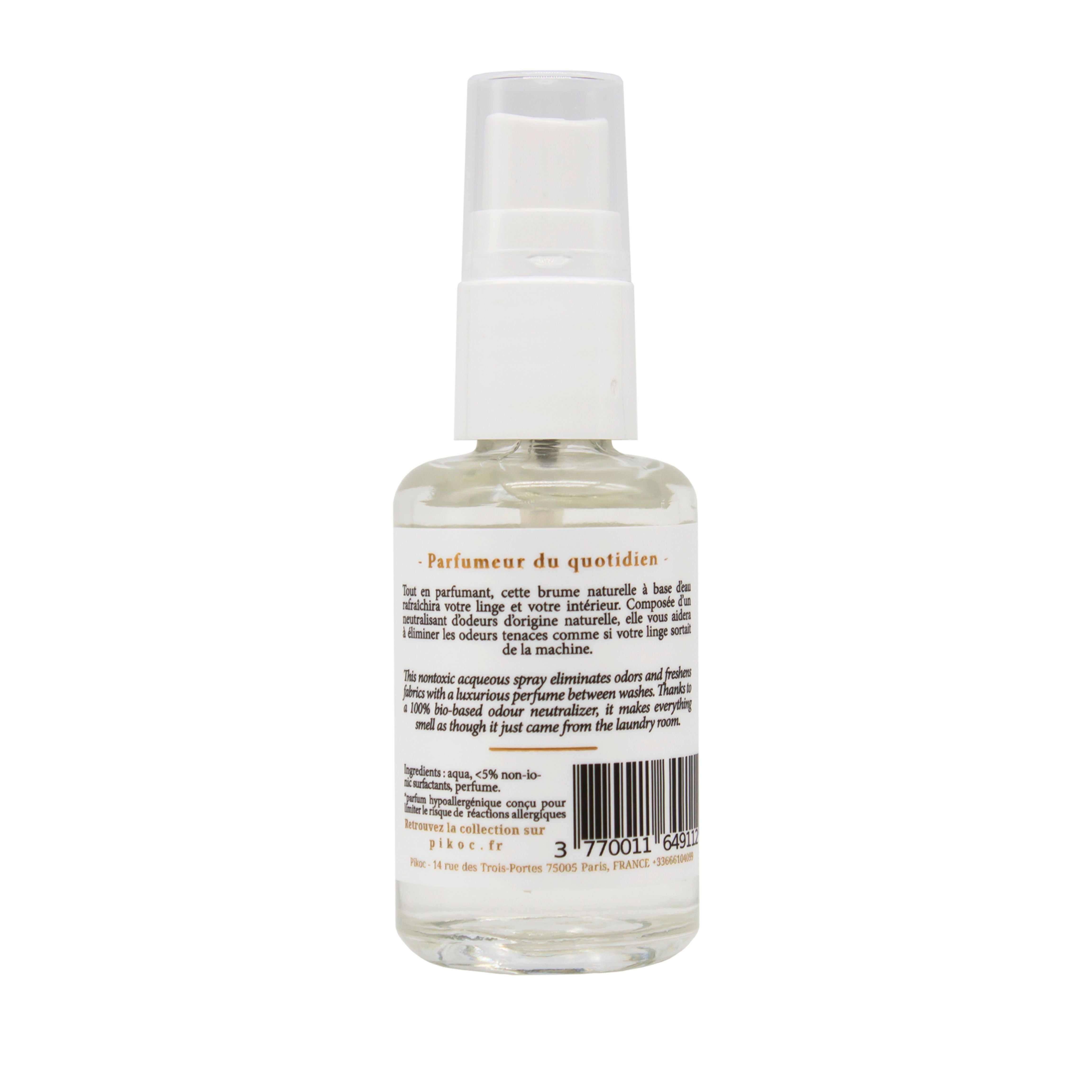 Détail réglementaire de la brume parfumée 30mL Pikoc Oranger en Fleurs