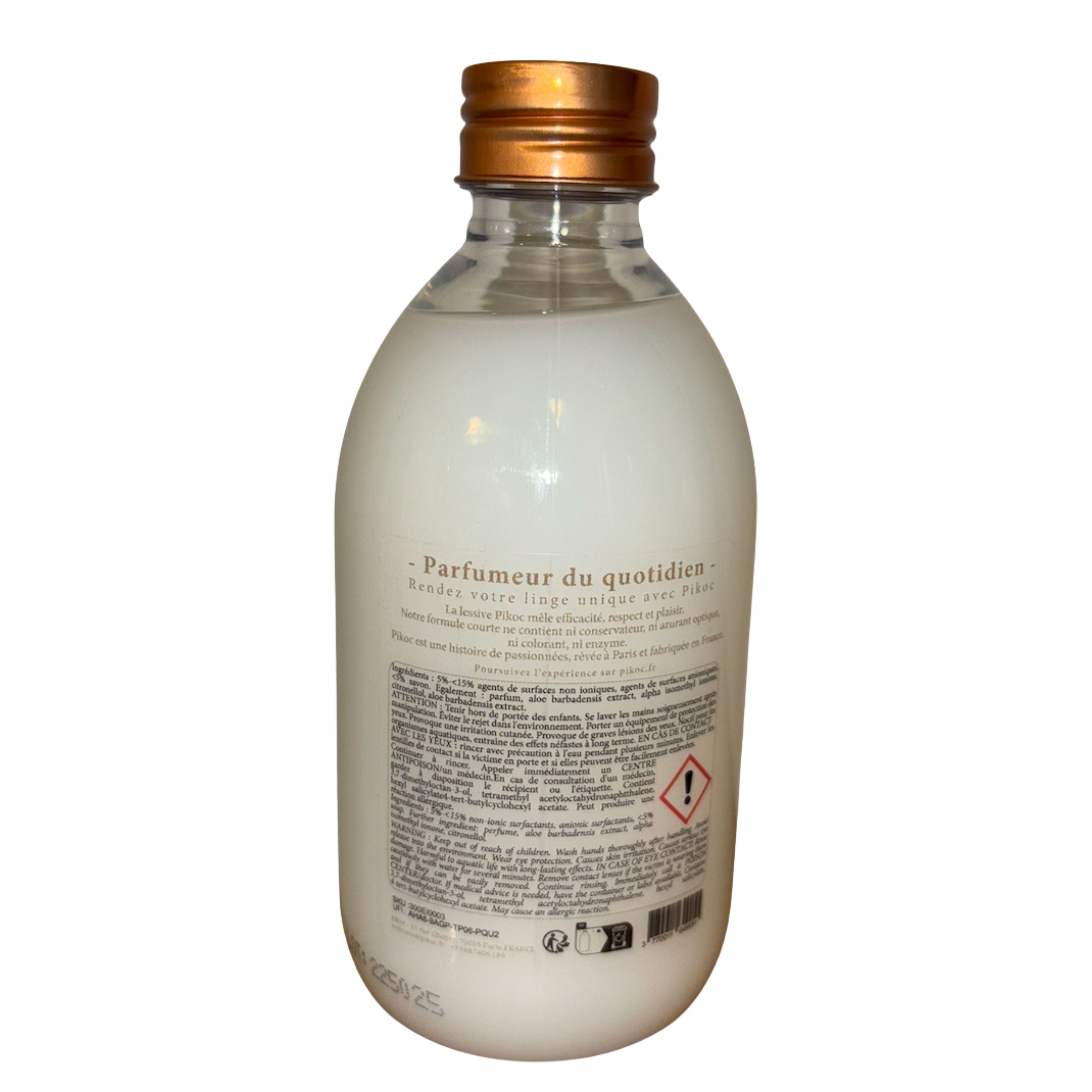 Détail réglementaire de la lessive 300mL Pikoc Éclat d’Iris