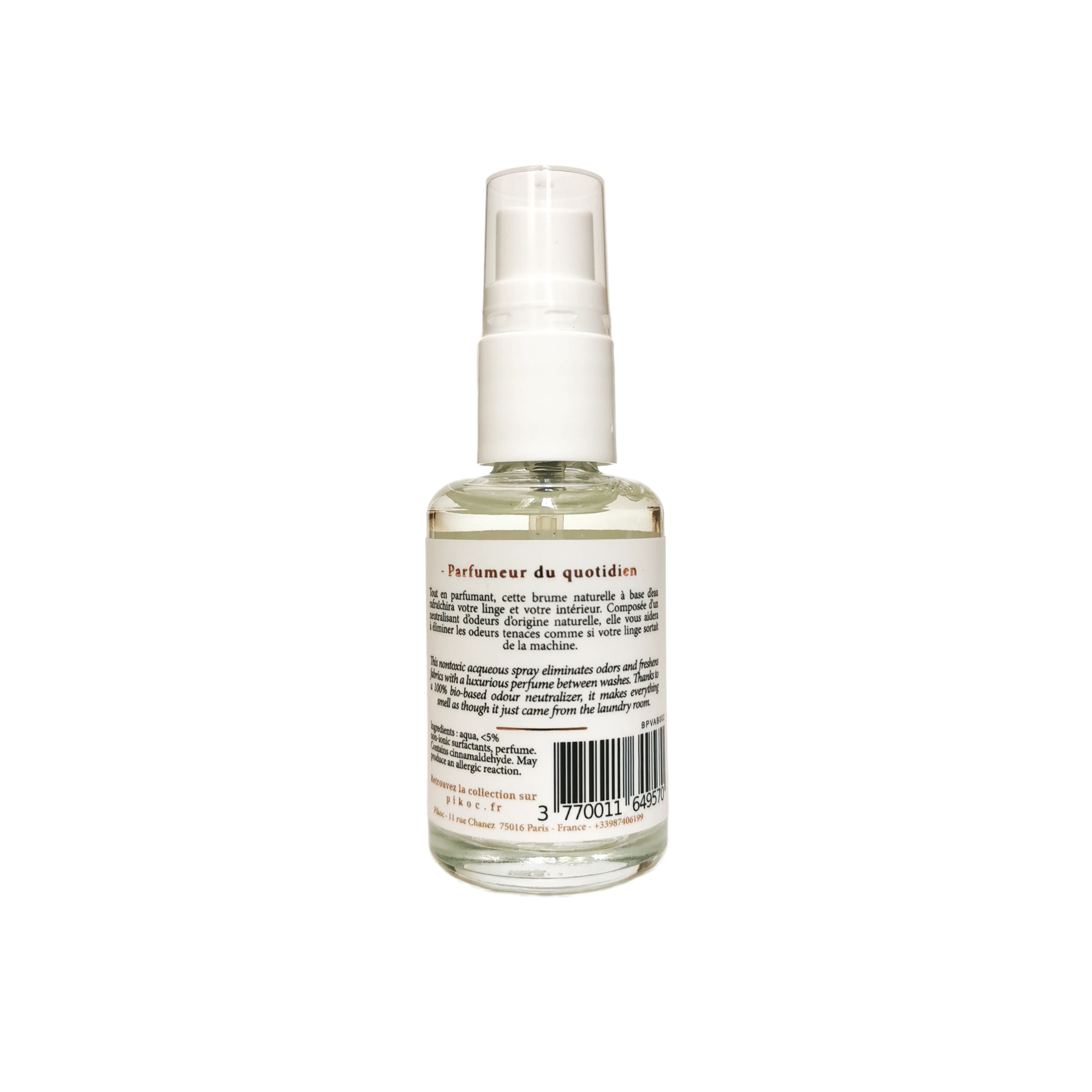 Détail réglementaire de la brume parfumée 30mL Pikoc Ambre Beige