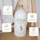Lessive Pikoc Ambre Beige, 1L, origine naturelle, assouplissante grâce à l’aloe vera, testée pour peaux sensible, sans produits controversés