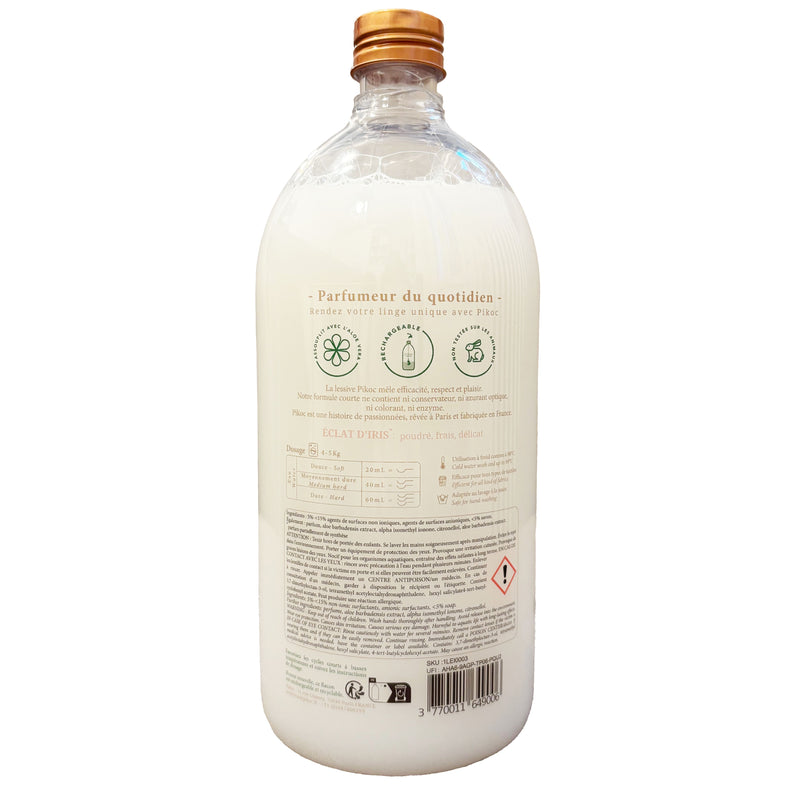 Détail réglementaire de la lessive 1L Pikoc Éclat d’Iris